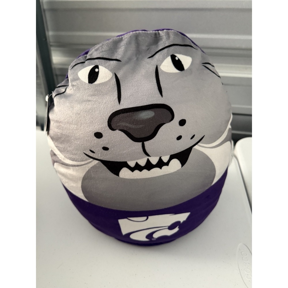 NWT Kansas State Wildcats Mascot 15" Squish Plushie Throw Pillow - NCAA - Purple